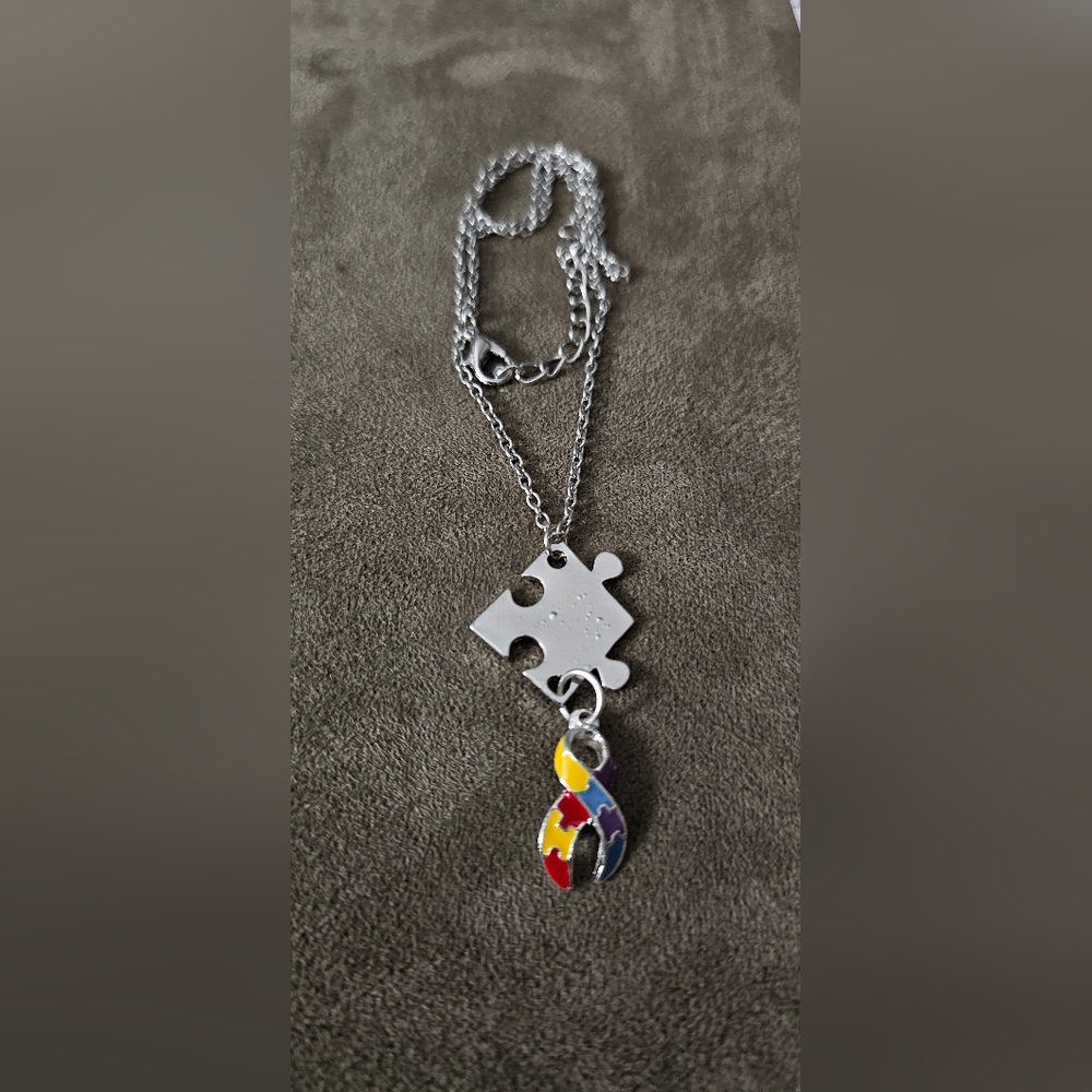 Necklace Handmade Autism Awareness/Aluminum, stainless steel/Can be personalized